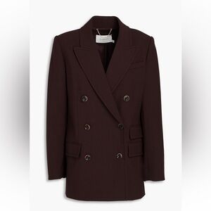Zimmermann Crepe Double-Breasted Blazer in Deep Plum Brown